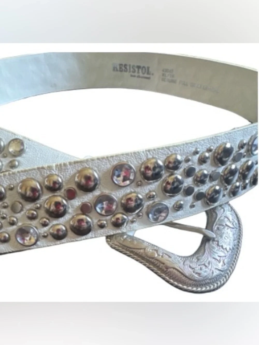 Vintage Resistol Women's Silver western Studded Leather Belt
